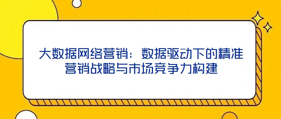 大數據網絡營銷：數據驅動下的精準營銷戰略與市場競爭力構建