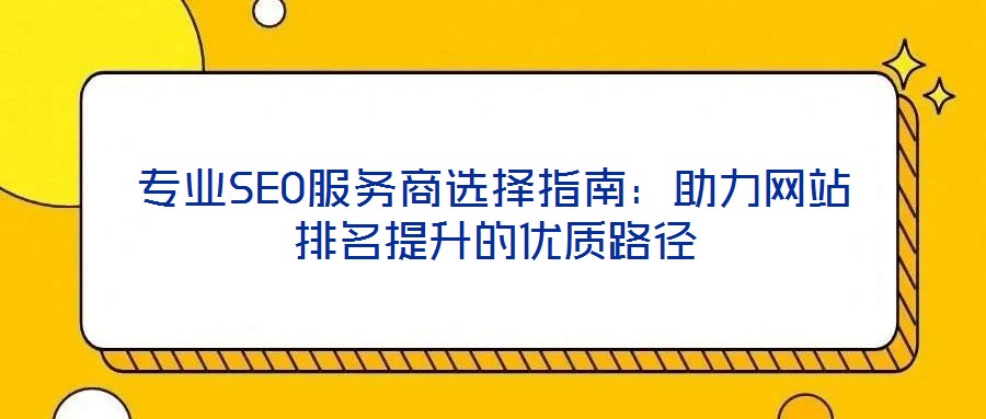 專業(yè)SEO服務商選擇指南：助力網站排名提升的優(yōu)質路徑