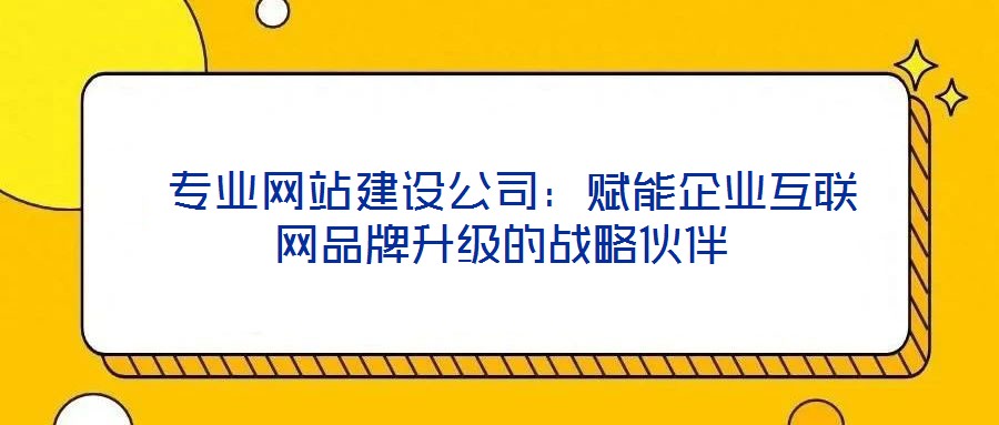  專業(yè)網(wǎng)站建設(shè)公司：賦能企業(yè)互聯(lián)網(wǎng)品牌升級的戰(zhàn)略伙伴