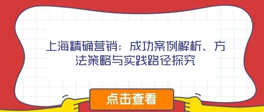 上海精確營銷：成功案例解析、方法策略與實踐路徑探究