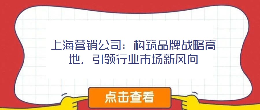 上海營銷公司：構筑品牌戰略高地，引領行業市場新風向