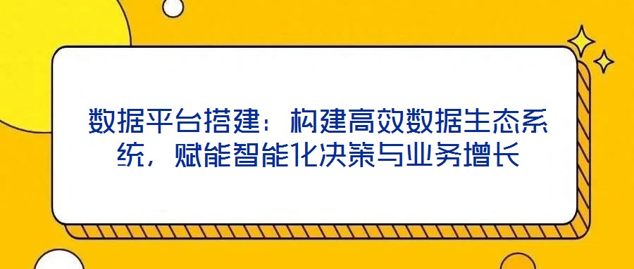 數(shù)據(jù)平臺(tái)搭建：構(gòu)建高效數(shù)據(jù)生態(tài)系統(tǒng)，賦能智能化決策與業(yè)務(wù)增長