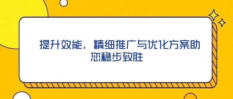  提升效能，精細推廣與優化方案助您穩步致勝
