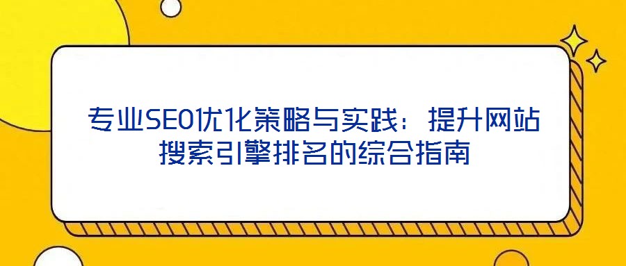 專業(yè)SEO優(yōu)化策略與實踐：提升網站搜索引擎排名的綜合指南