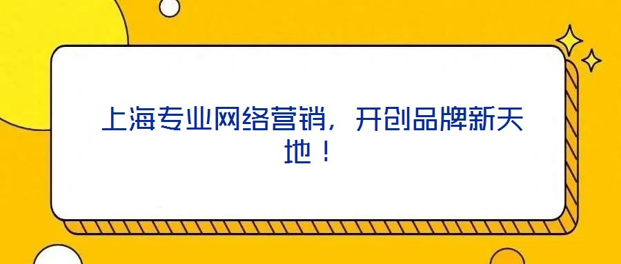 上海專業(yè)網(wǎng)絡(luò)營銷，開創(chuàng)品牌新天地！